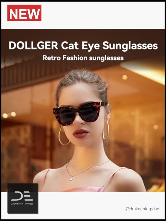 Retro Cat Eye Sunglasses Square Tortoise Shell UV400 Cateye Fashion Oversized